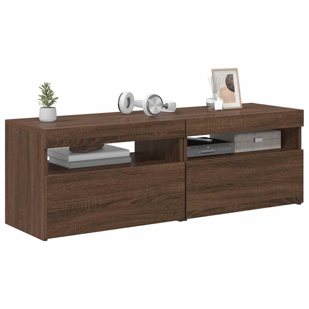 Móvel de TV com luzes LED 2 pcs 75x35x40 cm branco