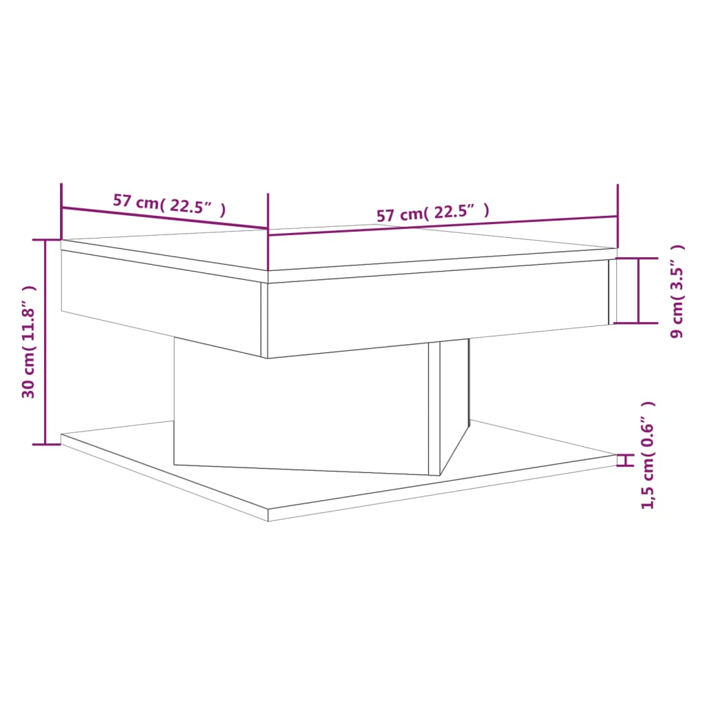 Mesa de centro 57x57x30 cm derivados de madeira cinzento sonoma