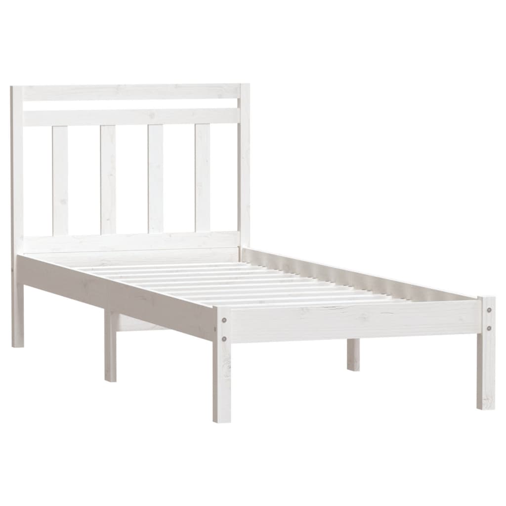 Estrutura de cama solteiro 90x190 cm madeira maciça branco