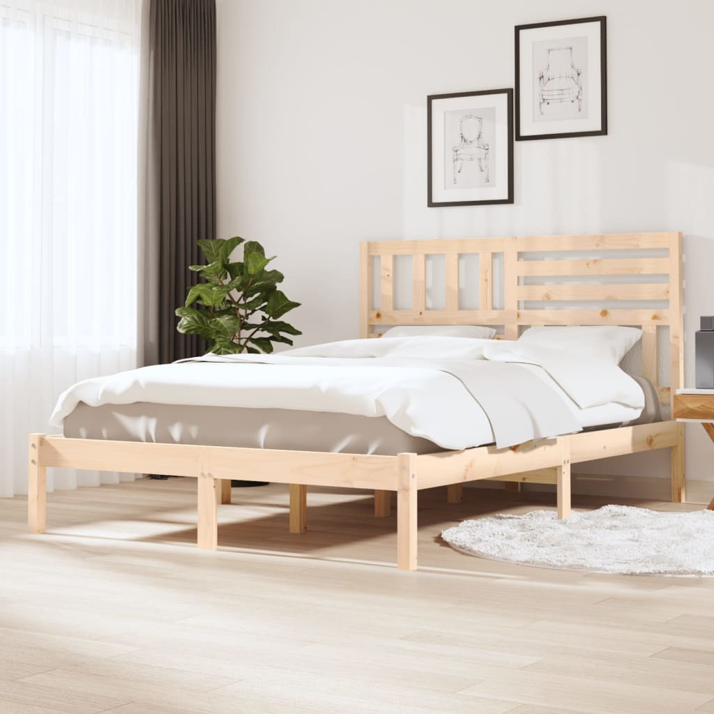 Cama sem colchão 120x190 cm madeira de pinho maciça branco