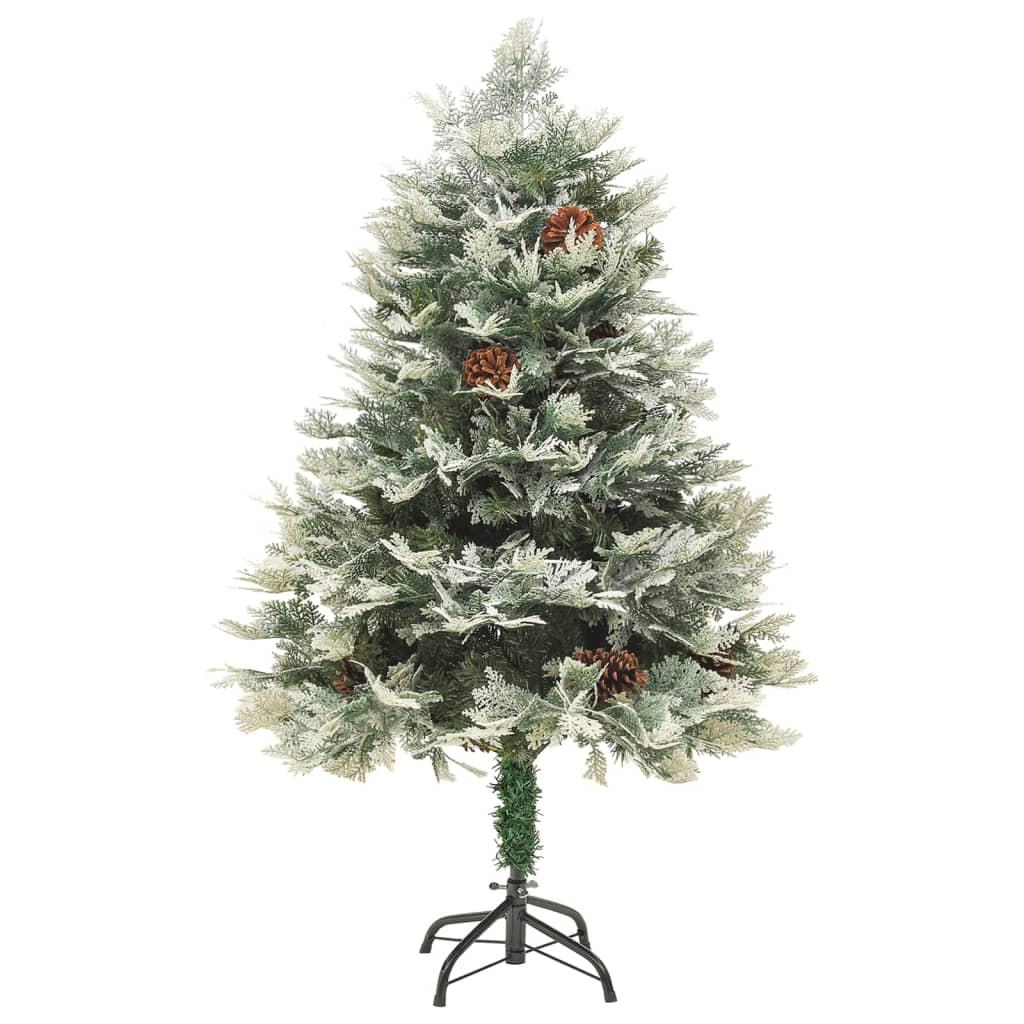 Árvore de Natal com pinhas pré-iluminada 120 cm PVC e PE verde