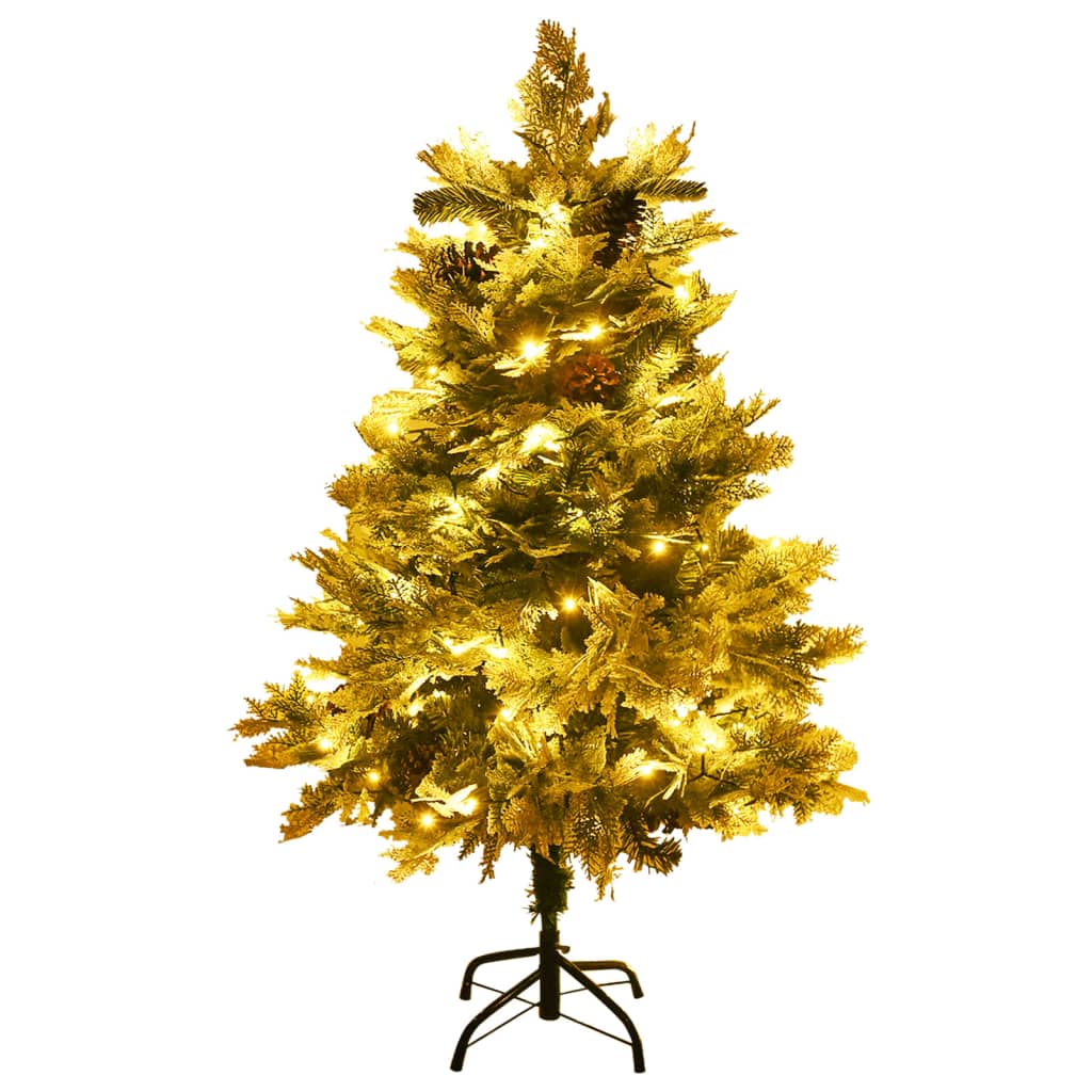 Árvore de Natal com pinhas pré-iluminada 120 cm PVC e PE verde