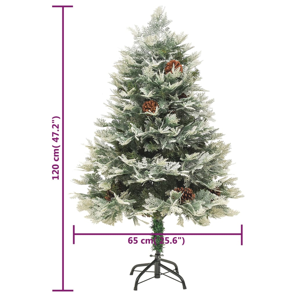 Árvore de Natal com pinhas pré-iluminada 120 cm PVC e PE verde