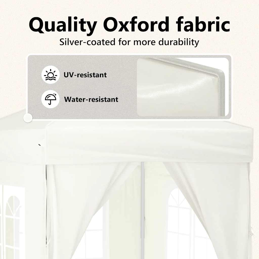 Tenda para festas dobrável com paredes laterais 2x2 m creme