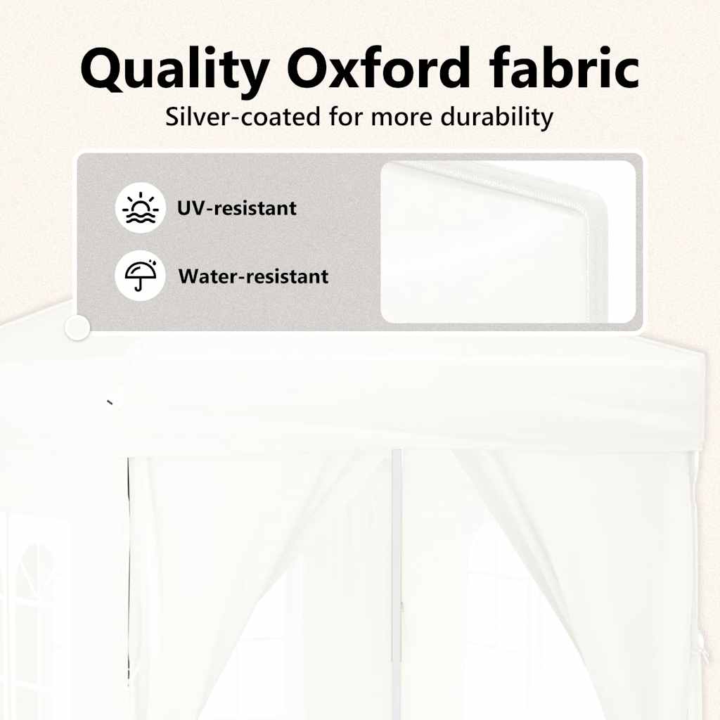 Tenda para festas dobrável com paredes laterais 2x2 m branco