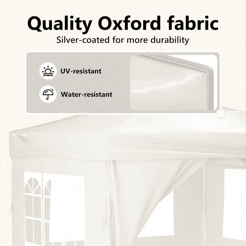 Tenda para festas dobrável com paredes laterais 3x3 m creme