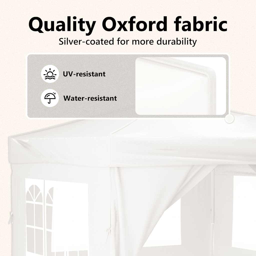 Tenda para festas dobrável com paredes laterais 3x3 m branco