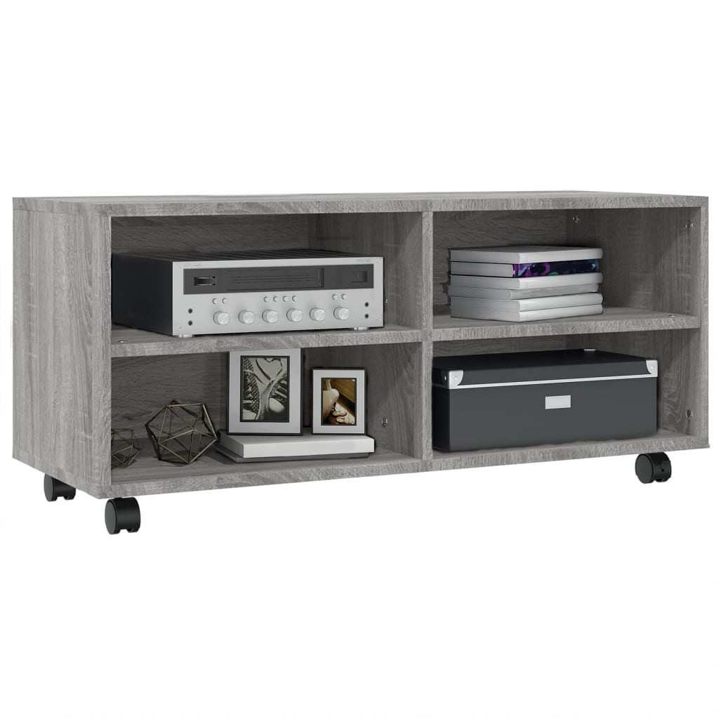Móvel de TV com rodas 90x35x35cm derivados madeira cinza sonoma