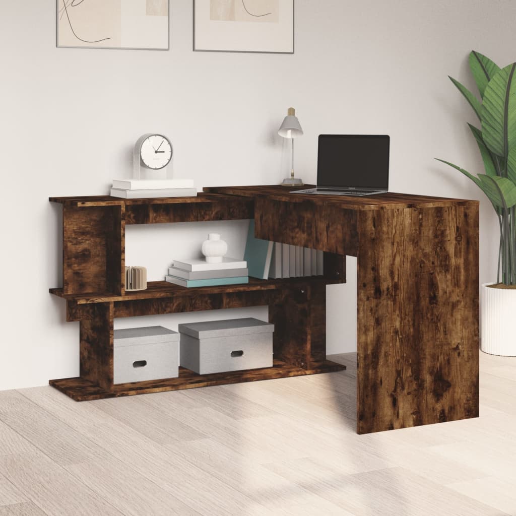 Secretária canto 200x50x76 cm derivados madeira cinzento sonoma