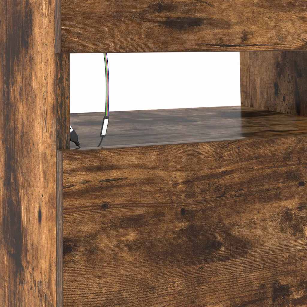 Móvel de TV com luzes LED 90x35x40 cm cinzento sonoma