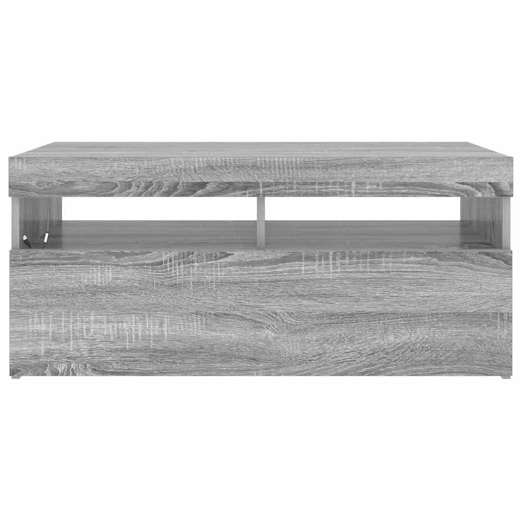 Móvel de TV com luzes LED 90x35x40 cm cinzento sonoma