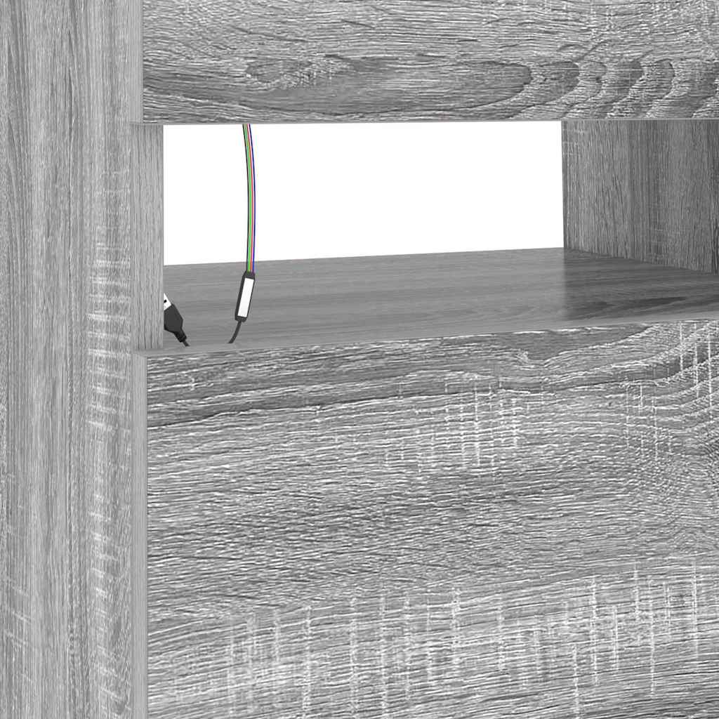 Móvel de TV com luzes LED 90x35x40 cm cinzento sonoma