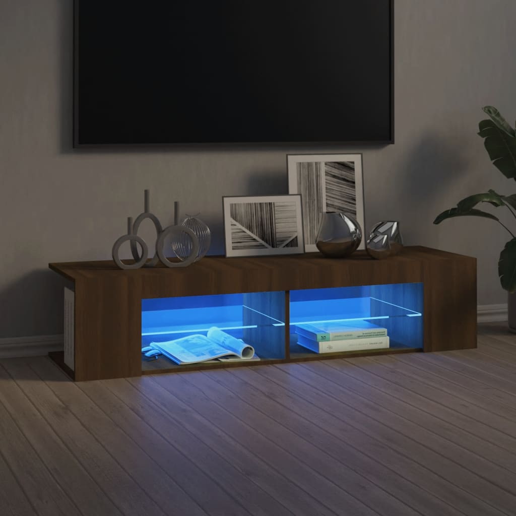 Móvel de TV com luzes LED 135x39x30 cm cinzento sonoma