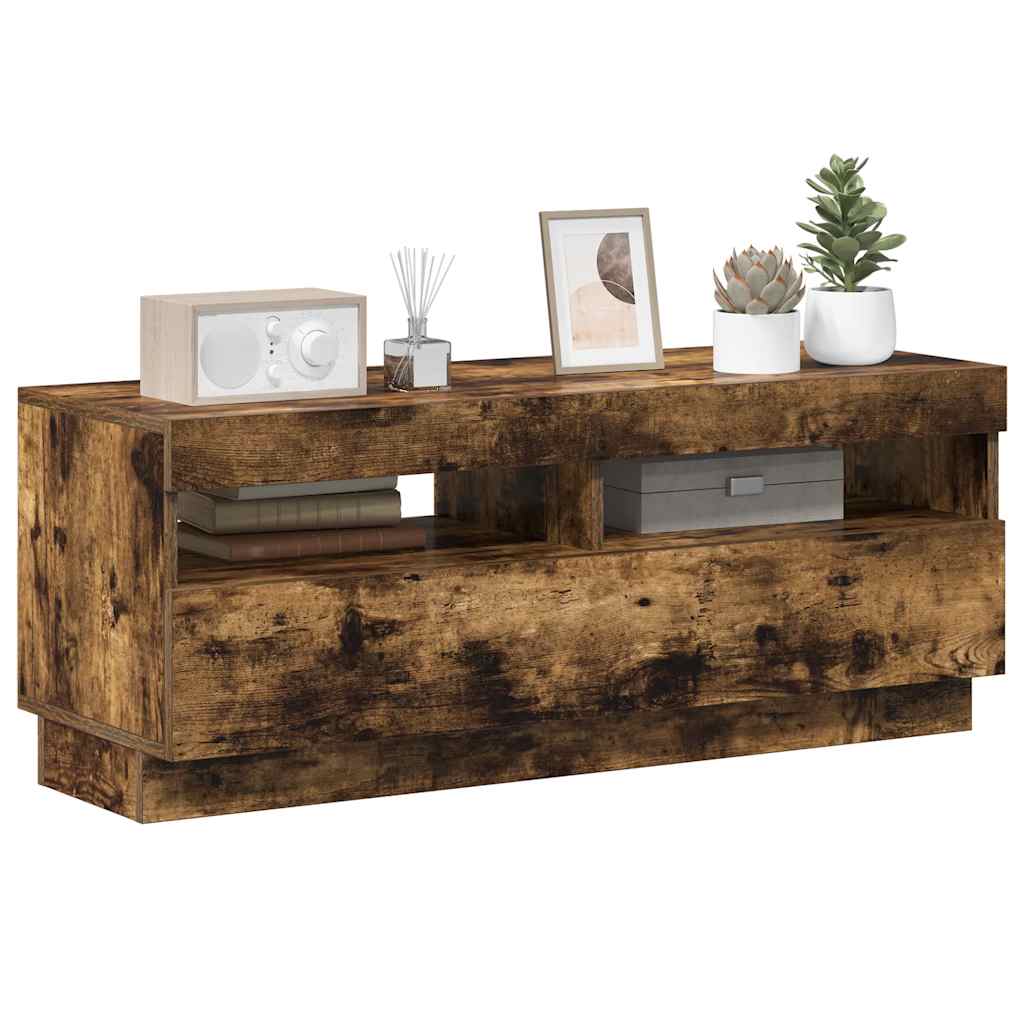 Móvel de TV com luzes LED 80x35x40 cm sonoma cinzento