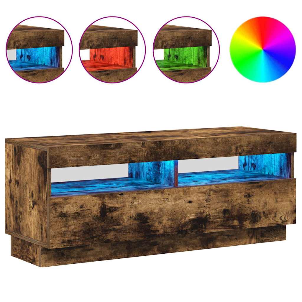 Móvel de TV com luzes LED 80x35x40 cm sonoma cinzento