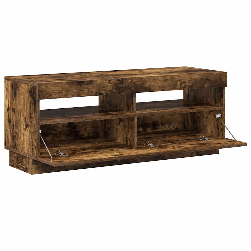 Móvel de TV com luzes LED 80x35x40 cm sonoma cinzento