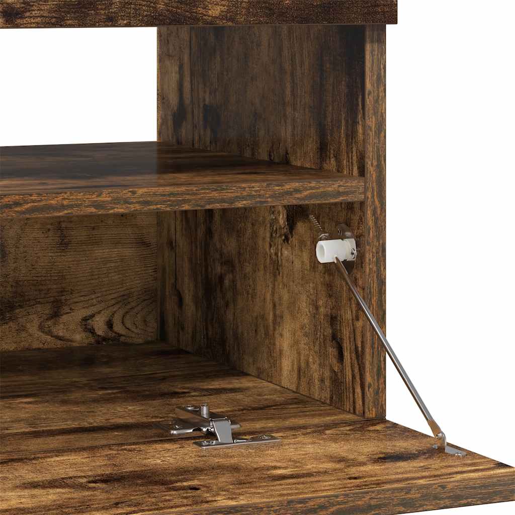 Móvel de TV com luzes LED 80x35x40 cm sonoma cinzento