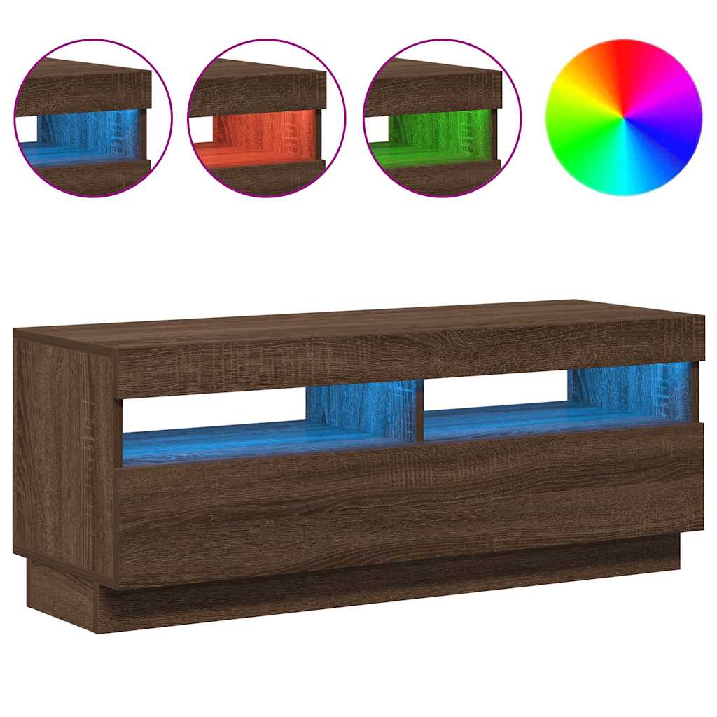 Móvel de TV com luzes LED 80x35x40 cm sonoma cinzento