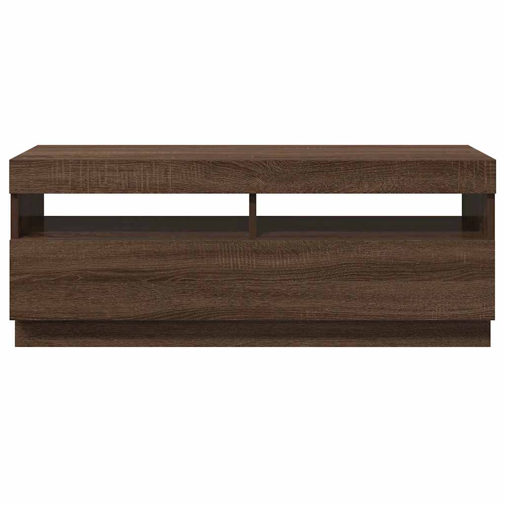 Móvel de TV com luzes LED 80x35x40 cm sonoma cinzento