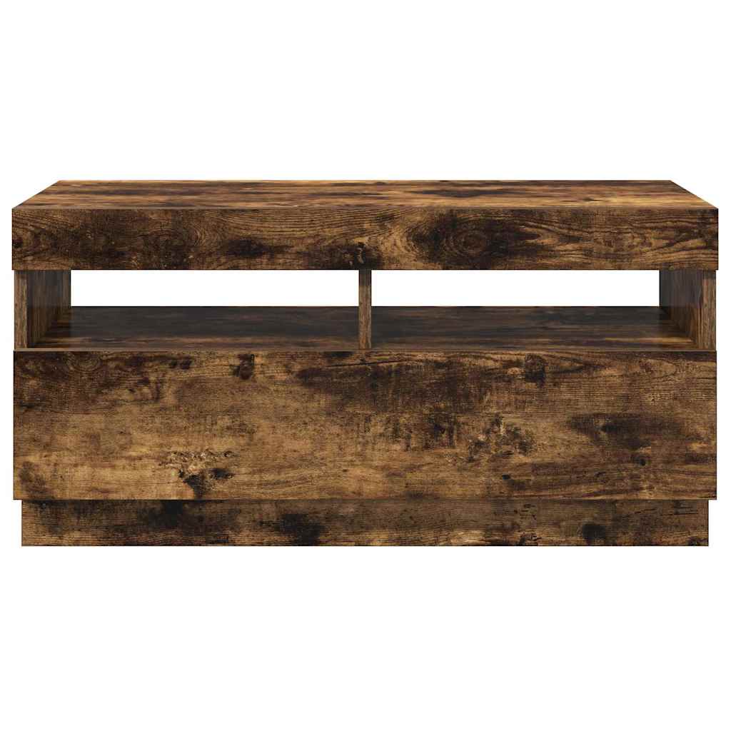 Móvel de TV com luzes LED 80x35x40 cm sonoma cinzento