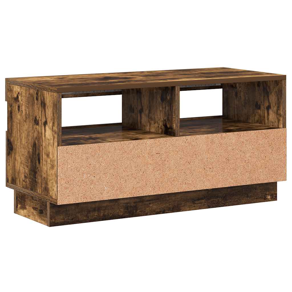 Móvel de TV com luzes LED 80x35x40 cm sonoma cinzento