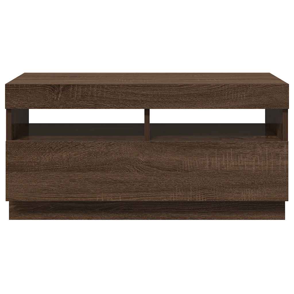 Móvel de TV com luzes LED 80x35x40 cm sonoma cinzento