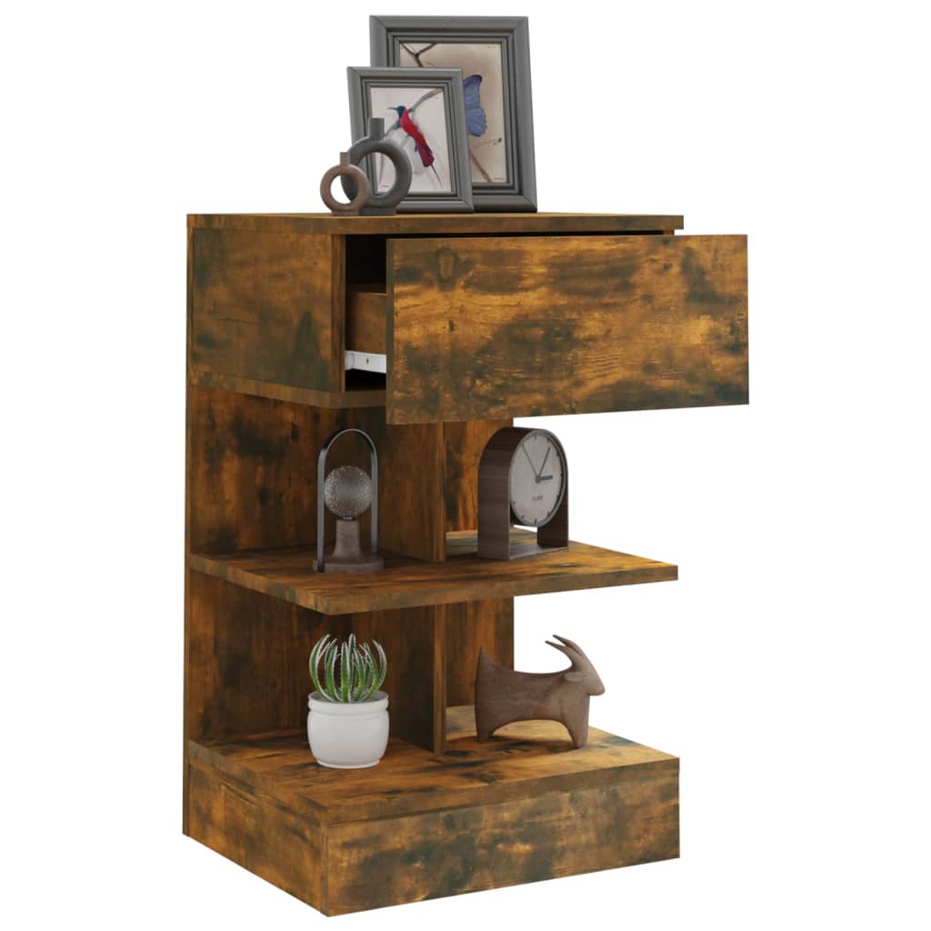 Mesa cabeceira 2pcs 40x35x65cm derivado madeira cinzento sonoma