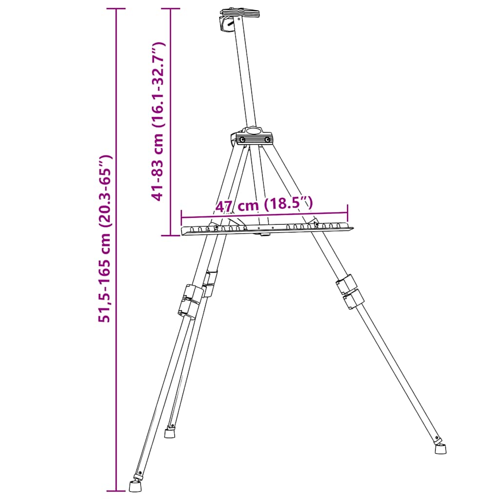 Cavalete expositor ajustável metal preto