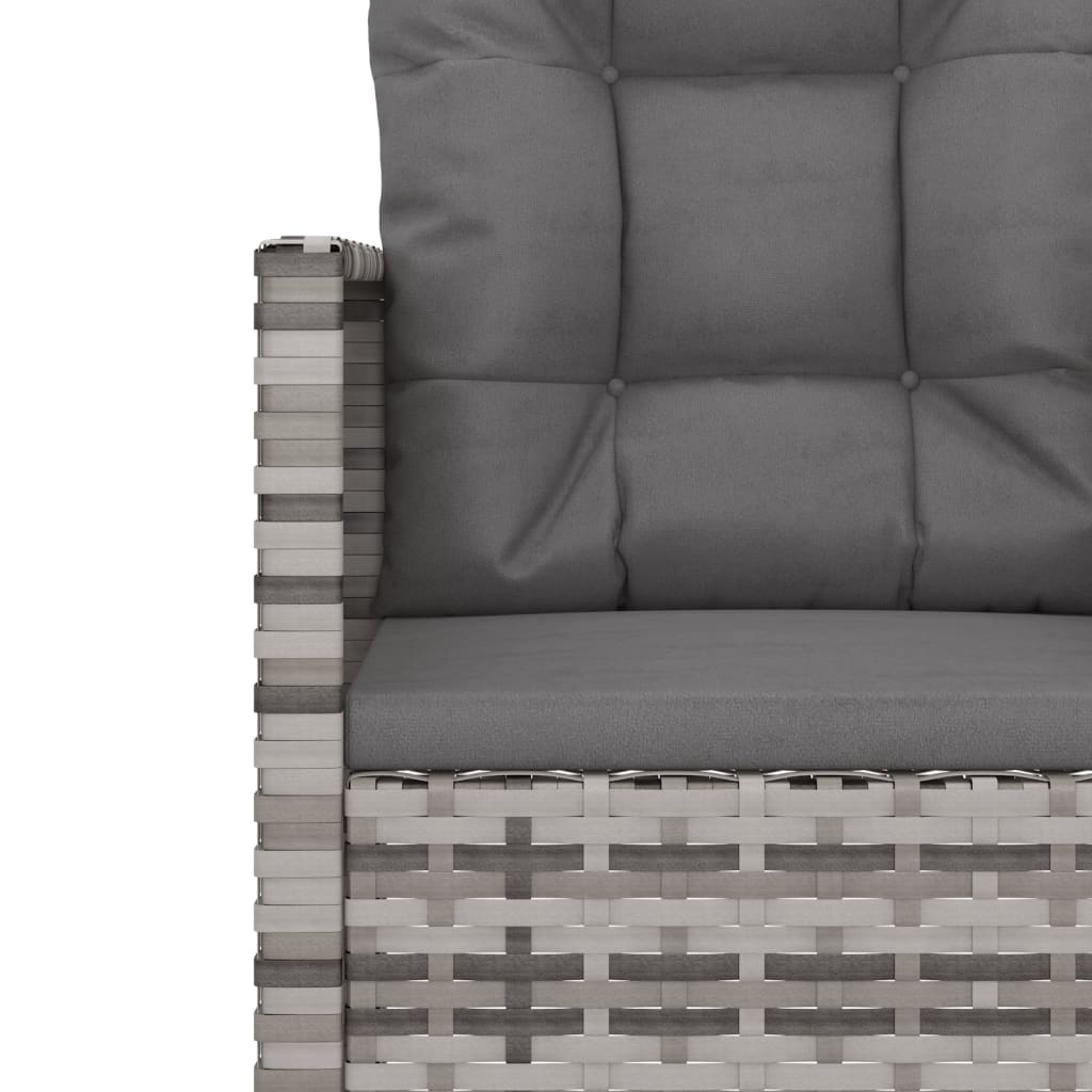 4 pcs conjunto lounge exterior c/ almofadões vime PE cinzento