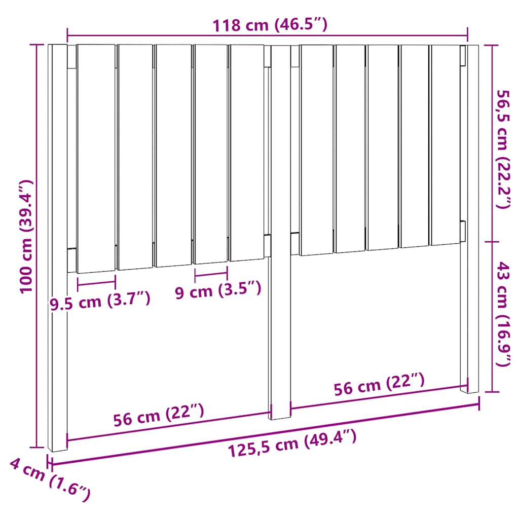Cabeceira de cama 141x4x100 cm pinho maciço branco