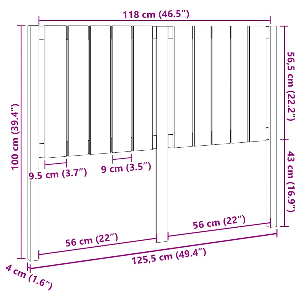 Cabeceira de cama 141x4x100 cm pinho maciço branco