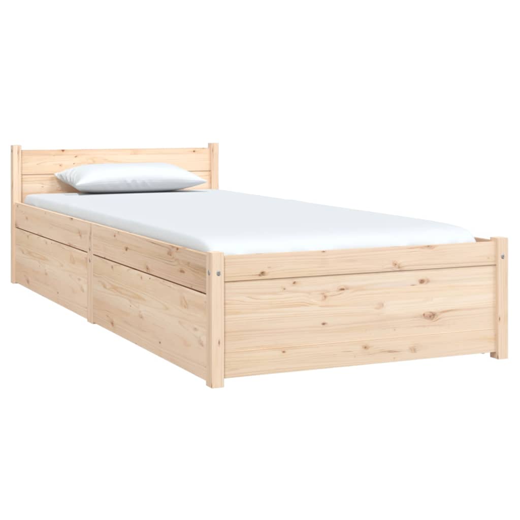Estrutura cama de solteiro pequena c/ gavetas 75x190 cm branco