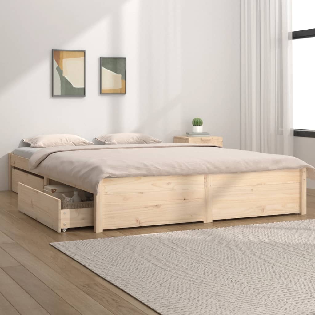 Estrutura de cama com gavetas 140x200 cm branco