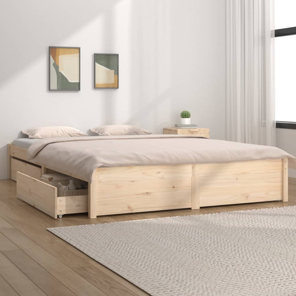 Estrutura cama c/ gavetas 180x200 cm tamanho Super King branco