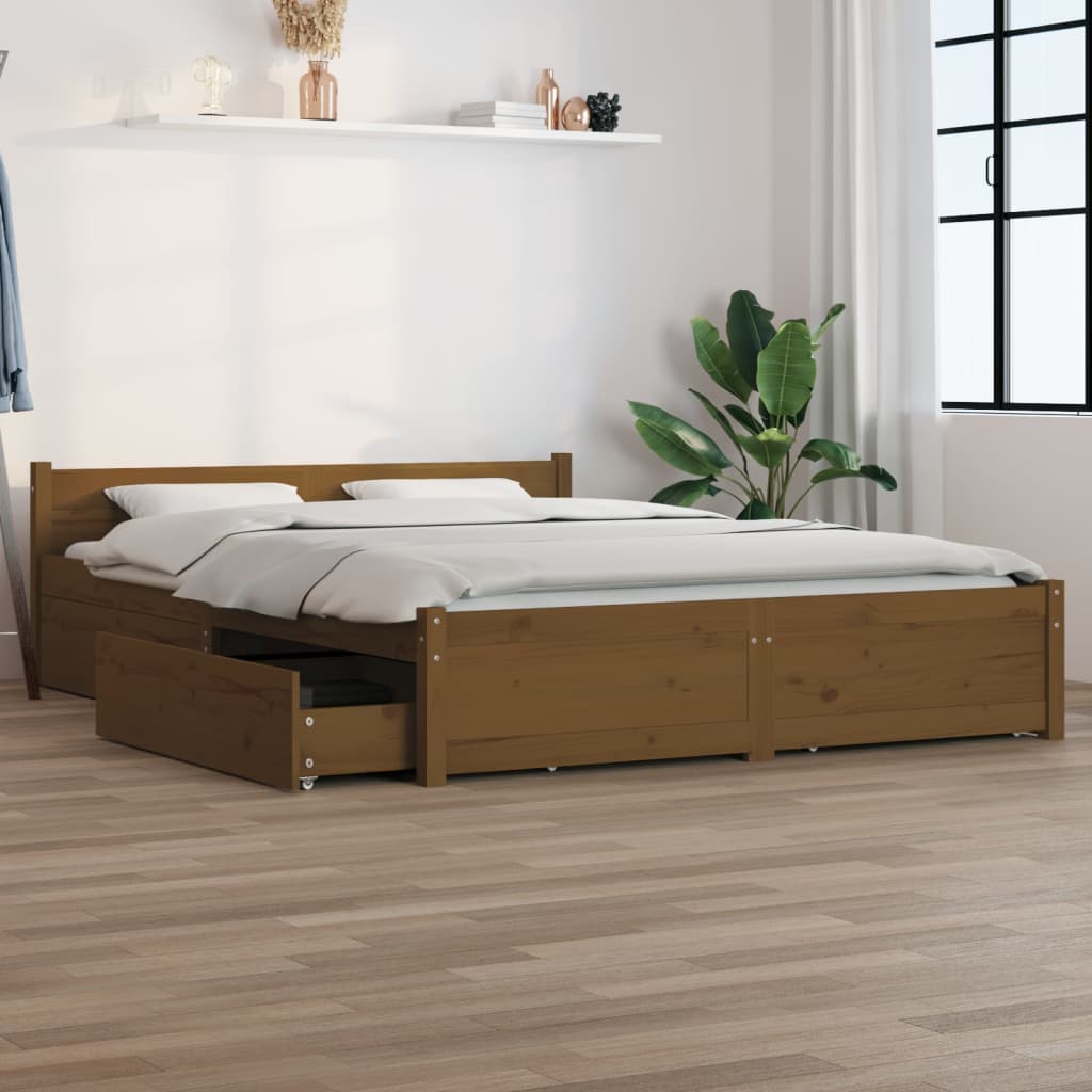 Estrutura de cama com gavetas 150x200cm tamanho King branco