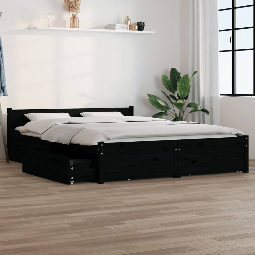 Estrutura de cama com gavetas 150x200cm tamanho King branco
