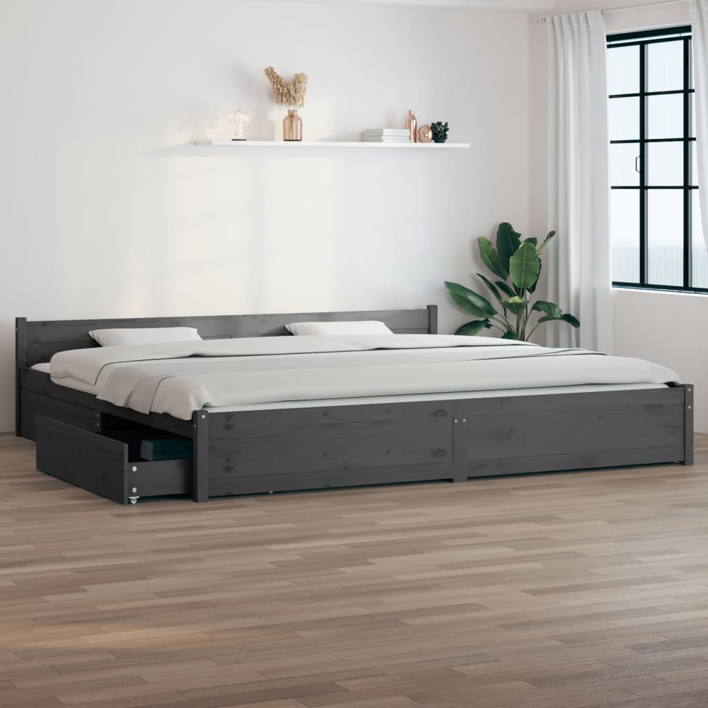 Estrutura cama c/ gavetas 180x200 cm tamanho Super King branco