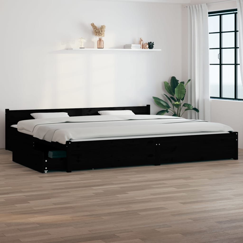 Estrutura cama c/ gavetas 180x200 cm tamanho Super King branco