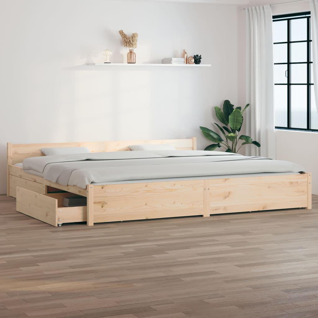 Estrutura de cama com gavetas 200x200 cm branco