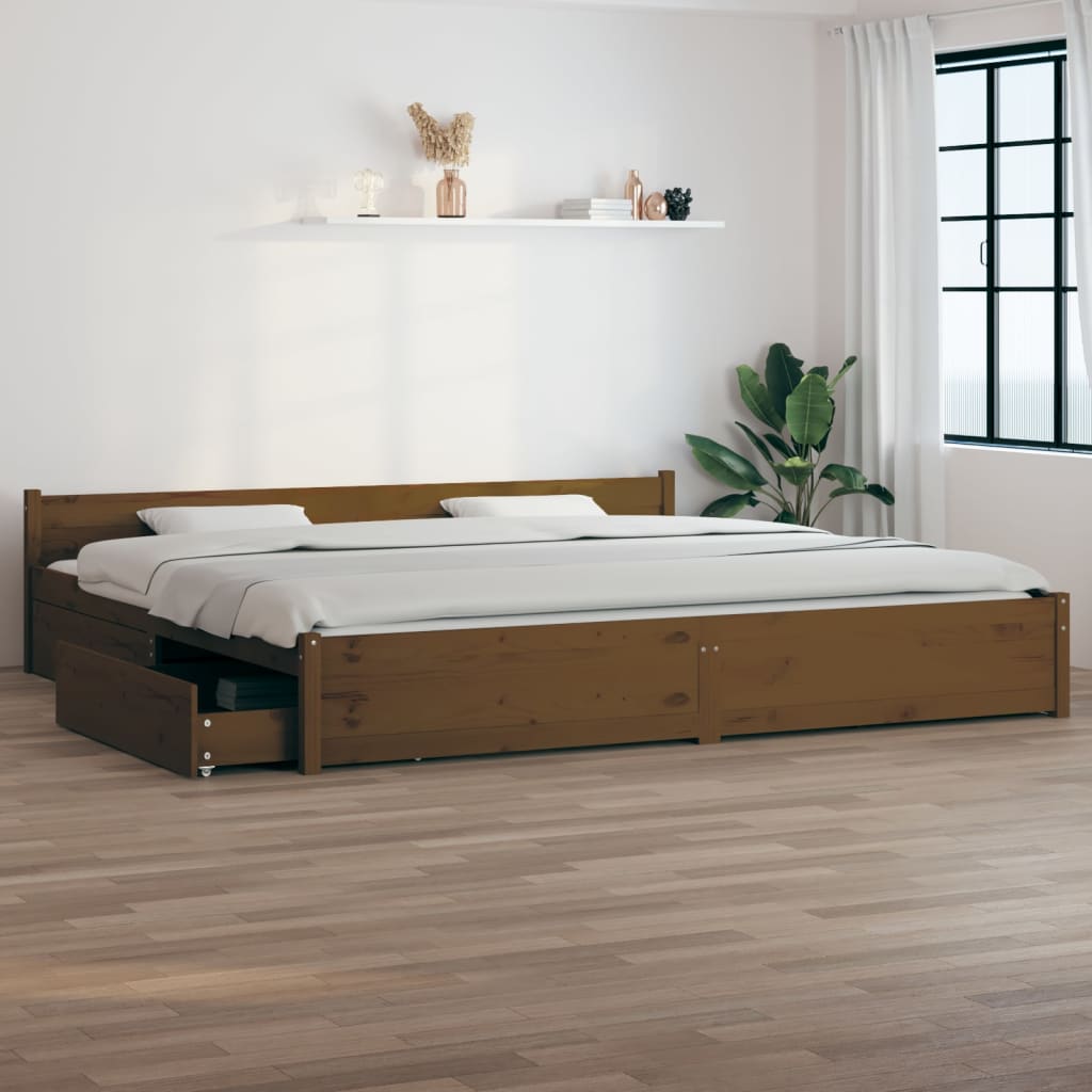 Estrutura de cama com gavetas 200x200 cm branco
