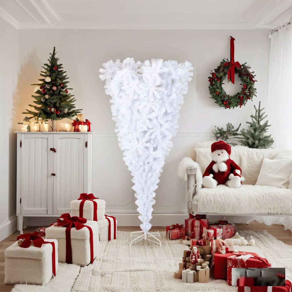 Árvore de Natal artificial invertida com suporte 180 cm branco