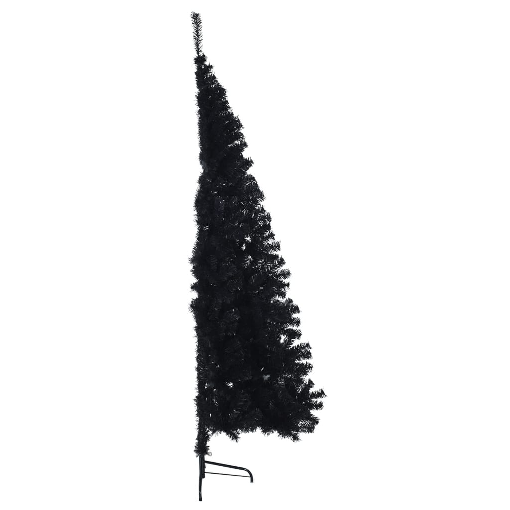 Meia árvore de Natal artificial com suporte 210 cm PVC preto