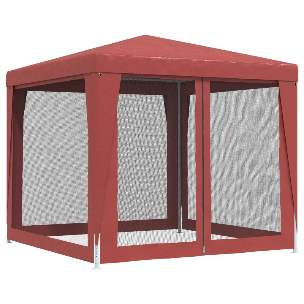 Tenda festas c/ 4 paredes laterais rede 2,5x2,5m PEAD vermelho