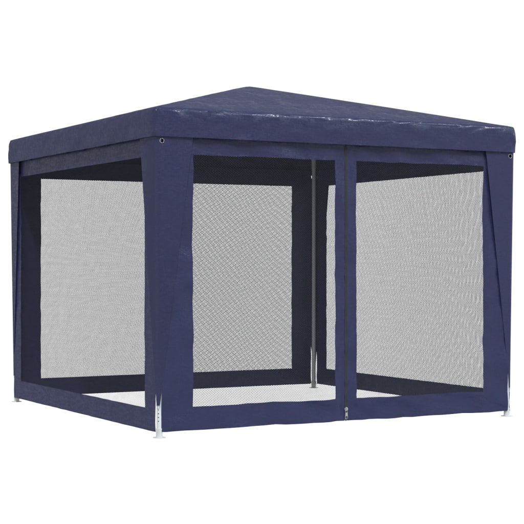 Tenda para festas c/ 4 paredes laterais em rede 3x3 m PEAD azul