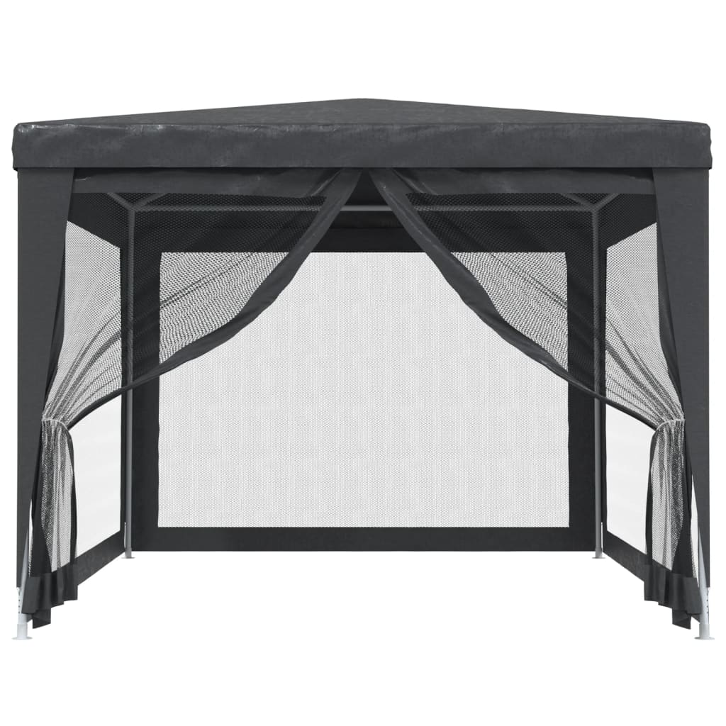 Tenda festas c/ 4 paredes laterais em rede 3x4 m PEAD antracite