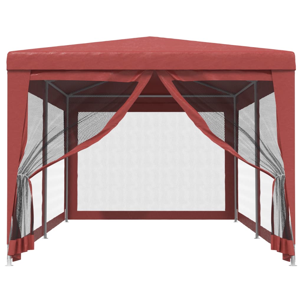 Tenda p/ festas c/ 6 paredes laterais rede 3x6 m PEAD vermelho