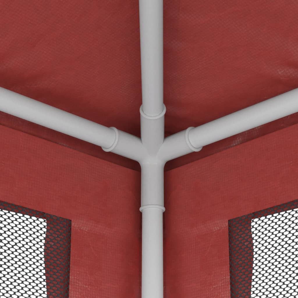 Tenda p/ festas c/ 6 paredes laterais rede 3x6 m PEAD vermelho