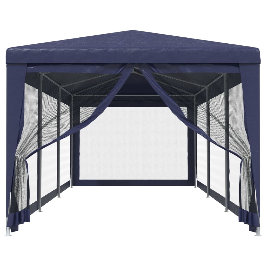 Tenda para festas c/ 8 paredes laterais em rede 3x9 m PEAD azul