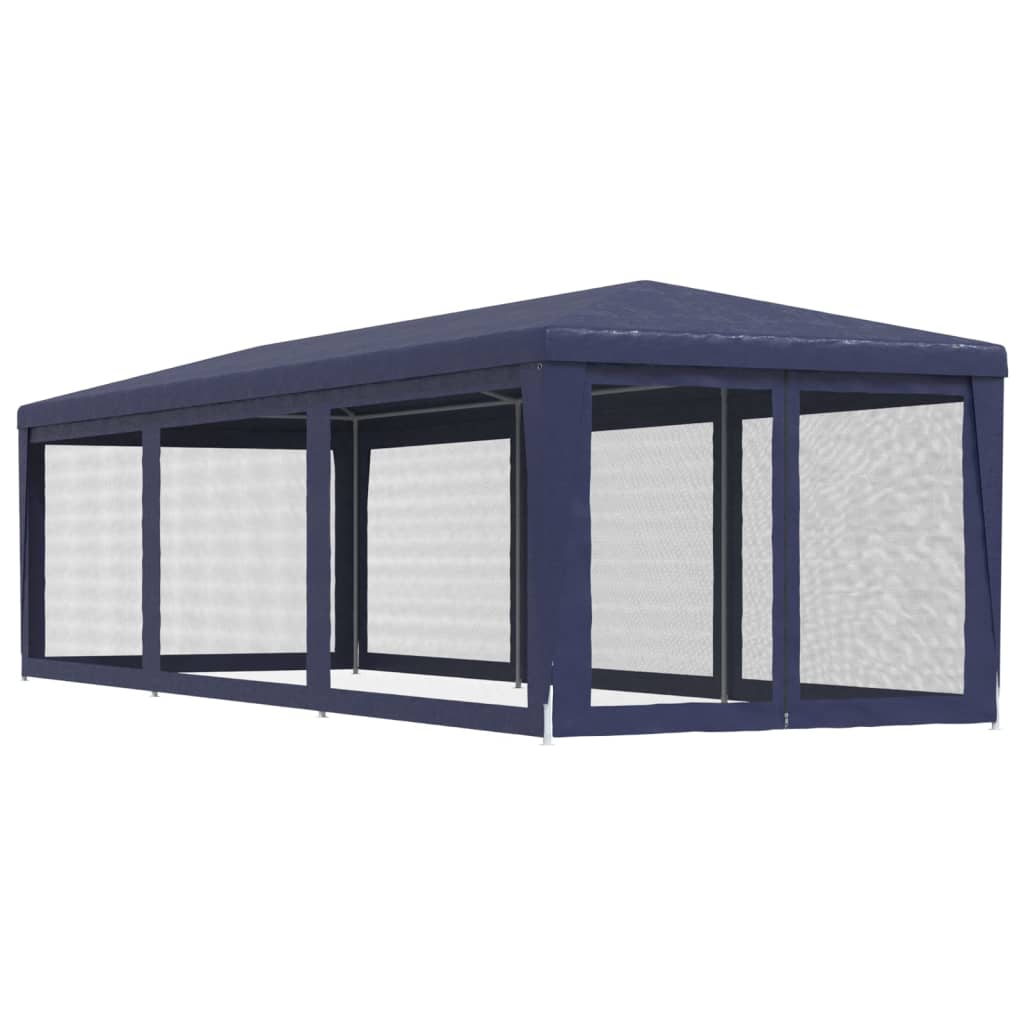 Tenda para festas c/ 8 paredes laterais em rede 3x9 m PEAD azul