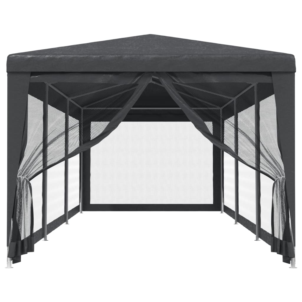 Tenda festas c/ 8 paredes laterais em rede 3x9 m PEAD antracite